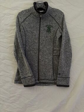 Champion Gray Full-Zip Michigan State Sweater Jacket